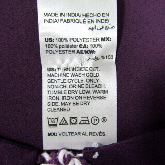 Chicos Purple Embroidered Floral Tassel Tie Front Top Size M 1 Long Sleeve - Picture 8 of 10